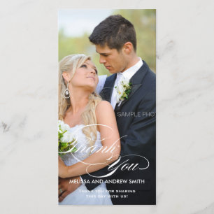 WEISSE SKRIPT-HOCHZEIT DANKEN IHNEN FOTO-KARTE DANKESKARTE