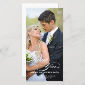 WEISSE SKRIPT WEDD DANK FOTOKARTE DANKESKARTE (Vorne/Hinten)