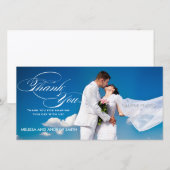 WEISSE SKRIPT WEDD DANK FOTOKARTE DANKESKARTE (Vorne/Hinten)