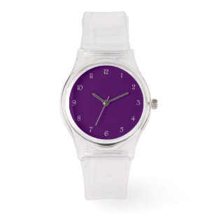 Weiße Skriptnummern auf Lila Hintergrund Armbanduhr