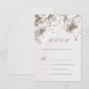 Weiße skulpturale Blumen Wilde Rosen RSVP Karte