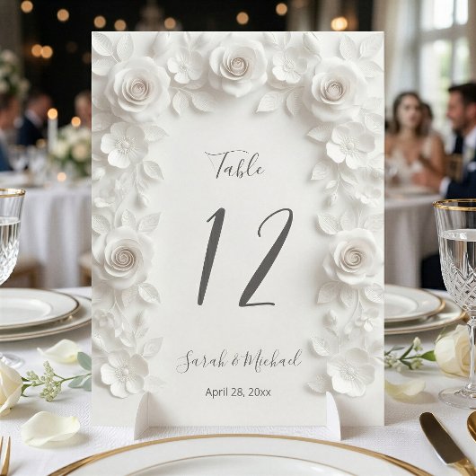 Weiße skulpturierte Blumenbogen-Hochzeit   Tischnummer