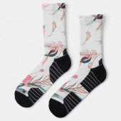 Weiße Socken mit floralem Design mit rosa (Links)
