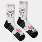 Weiße Socken mit floralem Design mit rosa (Rechts)