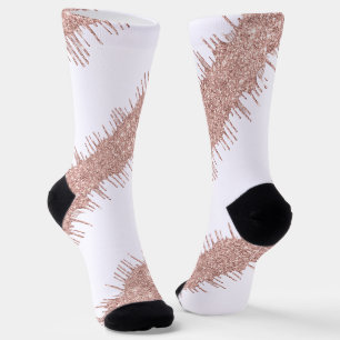 Weiße Socken mit Rose Gold Glitter-Tropfen