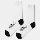 Weiße Socken mit Rosen-Totenkopf (Linkes Detail)