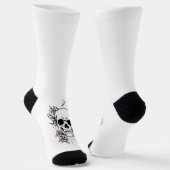 Weiße Socken mit Rosen-Totenkopf (Gewinkelt)