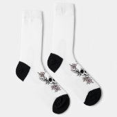 Weiße Socken mit Rosen-Totenkopf (Rechts)