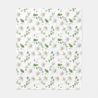 Weiße Soft-Daisies-Wasserfarben-Blumen-Baby Fleecedecke
