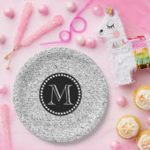 Weiße Soft mit Schwarz-Dosen-Monogramm Pappteller (Party)