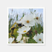 Weiße Sommerblüten – florale Serviette (Vorderseite)