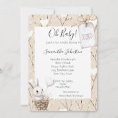 Weiße Sonnenanbeter in einem Korb Babydusche XOXO Einladung (Vorderseite)