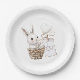 Weiße Sonnenanbeter in einem Korb Babydusche XOXO Pappteller