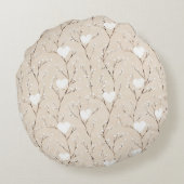 Weiße Sonnenanbeter in einem Korb Babydusche XOXO Rundes Kissen (Rückseite)