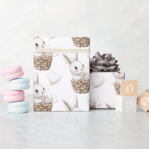 Weiße Sonnenanbeter in einer Basket-Babydusche Geschenkpapier