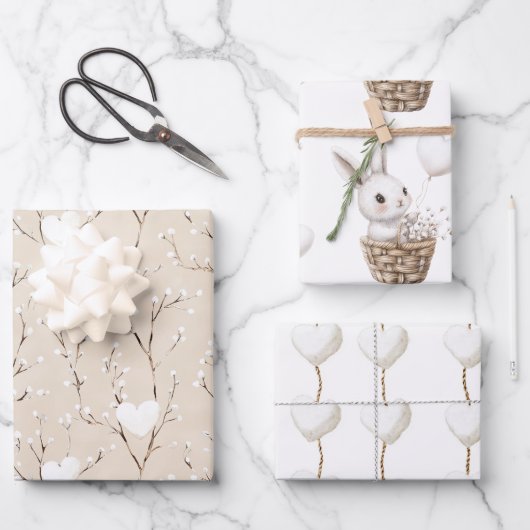 Weiße Sonnenanbeter in einer Basket-Babydusche Geschenkpapier Set (Vorderseite)