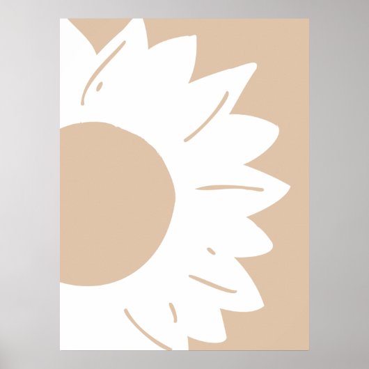 Weiße Sonnenblume auf hellbeigem abstraktem Wandbi Poster (Vorne)