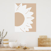 Weiße Sonnenblume auf hellbeigem abstraktem Wandbi Poster (Küche)