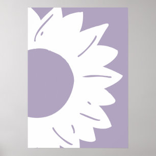Weiße Sonnenblume auf lila abstrakter Wandkunst Poster