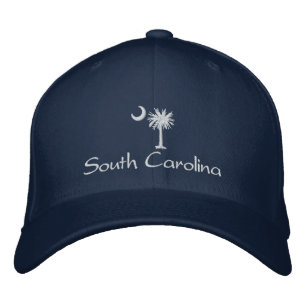 Weiße South Carolina Palmetto Moon bestickte Mütze Baseballkappe