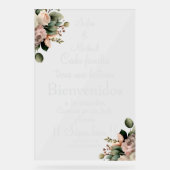 Weiße spanische Hochzeitstafel mit Blumenmuster Acrylschild (Vorderseite)