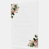 Weiße spanische Hochzeitstafel mit Blumenmuster Acrylschild (Winkel)
