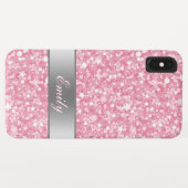 Weiße Spargel und rosa Glitzer Muster Case-Mate iPhone Hülle (Rückseite (Horizontal))