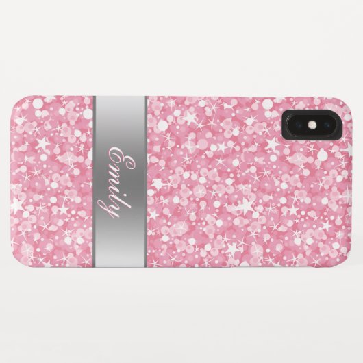 Weiße Spargel und rosa Glitzer Muster Case-Mate iPhone Hülle (Rückseite (Horizontal))
