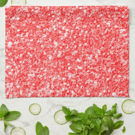 Weiße Spargel und rotes Glitzer Geschirrtuch (Gefaltet)