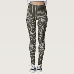 Weiße Speichen kreisförmig auf schwarz, Leggings