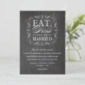 Weiße Speisen und verheiratete Hochzeitseinladung. Einladung (Stehend Vorderseite)