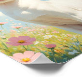 Weiße Sphinx-Katze und Blumen Poster (Ecke)