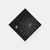 Weiße Spinne auf schwarz mit Cobweb Halloween Serviette (Ecke)