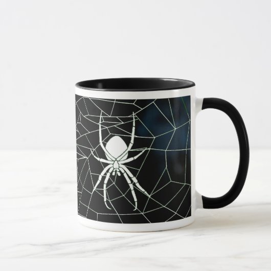 Weiße Spinne im Netz, Webbing Tasse (Rechts)