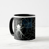 Weiße Spinne im Netz, Webbing Tasse (Vorderseite Links)