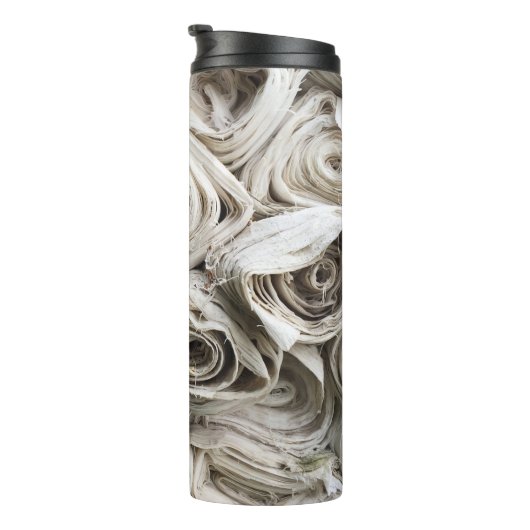 Weiße Spinnstoffpartie Thermosbecher (Nach rechts gedreht)