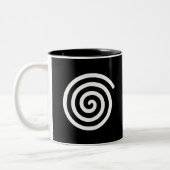 Weiße Spirale auf schwarz Zweifarbige Tasse (Links)