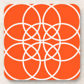 Weiße Spiralkreise auf hellen Orangen Getränkeuntersetzer (Vorderseite)