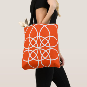 Weiße Spiralkreise auf hellen Orangen Tasche