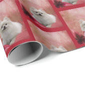 Weiße Spitz Blume Tiere   Geschenkpapier (Rolleneckpunkt)