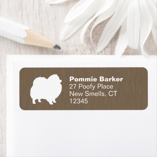 Weiße Spitz Hunde Silhouette Rücksendeadresse (Insitu)