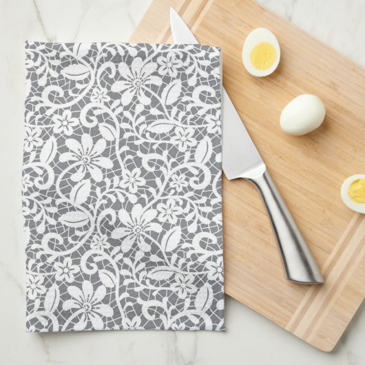 Weiße Spitze 1 Geschirrtuch (Viertel Falte)