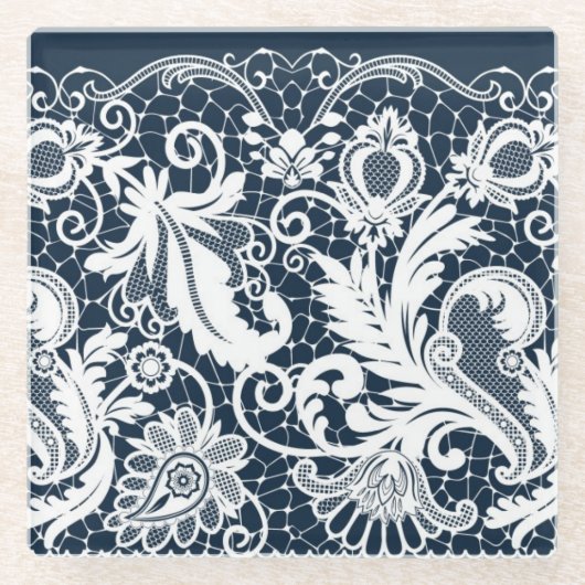 Weiße Spitze 2 Glasuntersetzer (Vorderseite)