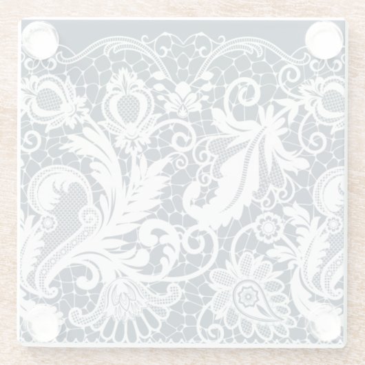 Weiße Spitze 2 Glasuntersetzer (Rückseite)