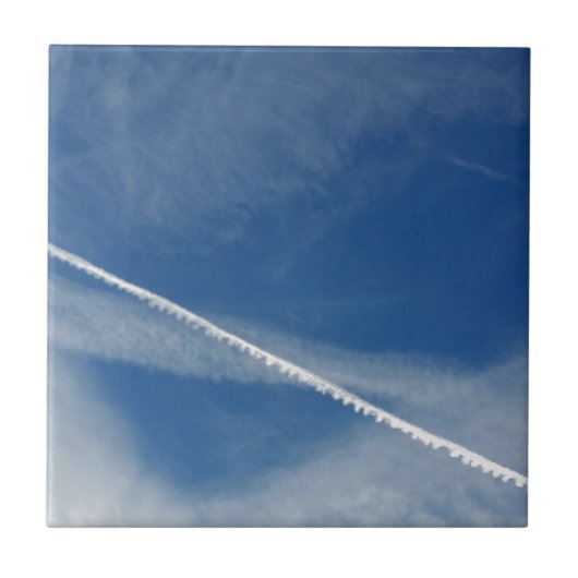 weiße Spitze am Himmel Fliese (Vorderseite)