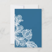 Weiße Spitze auf Blue Wedding RSVP Card (Rückseite)