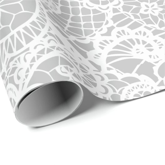 Weiße Spitze auf Grau Geschenkpapier (Rolleneckpunkt)