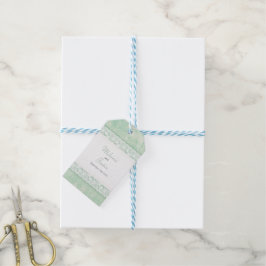 Weiße Spitze auf grünen Gastgeschenk Hochzeiten Geschenkanhänger