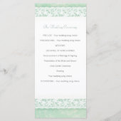 Weiße Spitze auf grüner Hochzeitskarte Programm (Rückseite)
