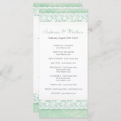Weiße Spitze auf grüner Hochzeitskarte Programm (Vorne/Hinten)